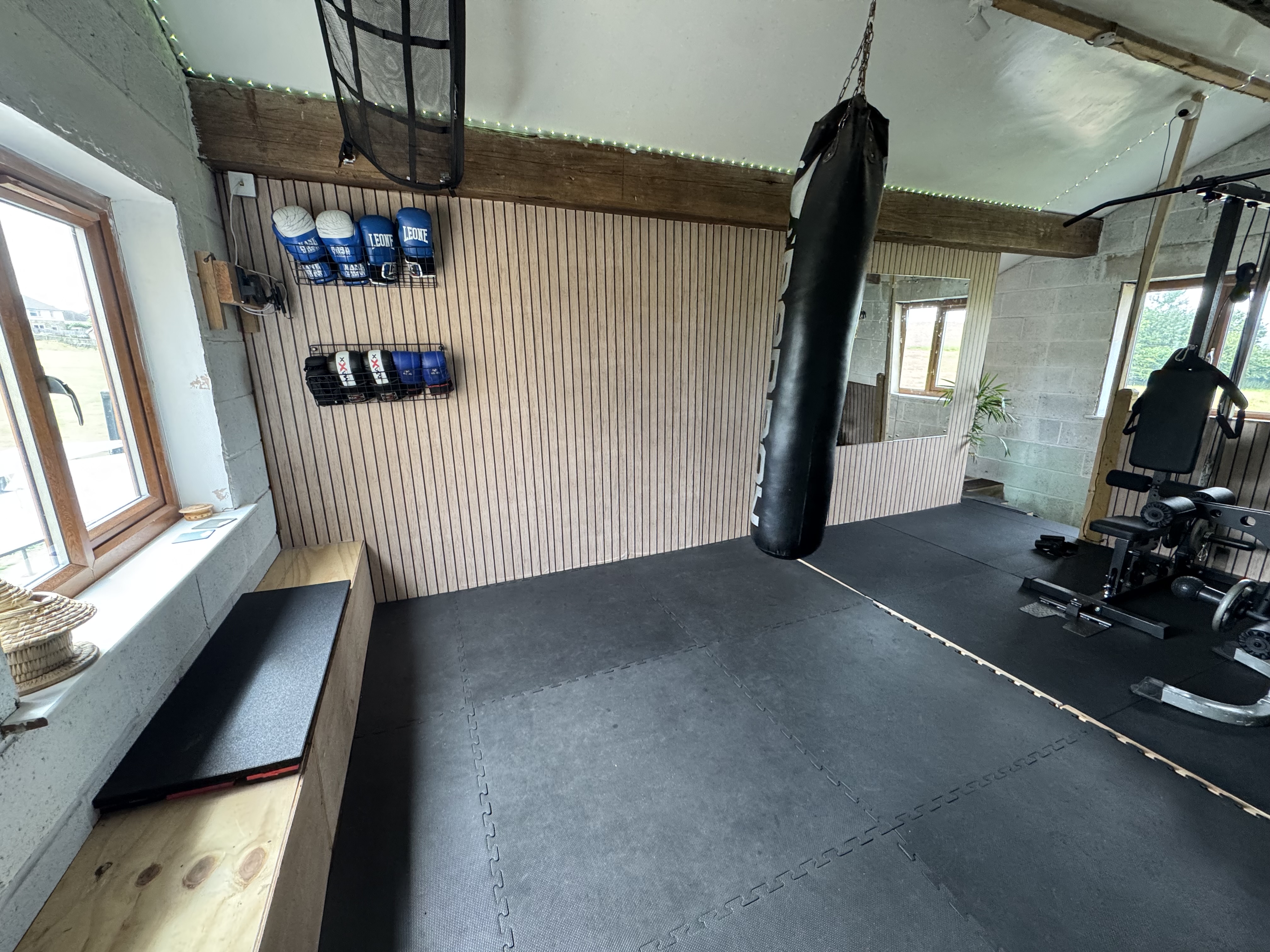A clean and private gym training space.